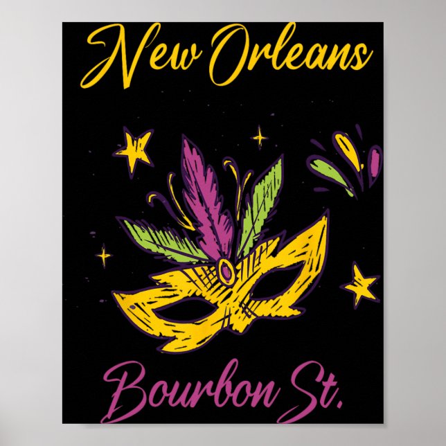 Bourbon Street French Quarter New Orleans Mardi Gr Poster (Front)