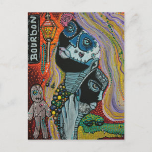 Bourbon Street Mardi Gras Art Postcard