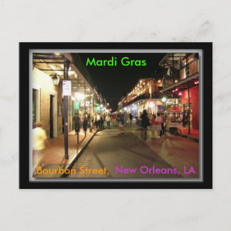 Bourbon Street Mardi Gras, New Orleans, LA postcar Postcard