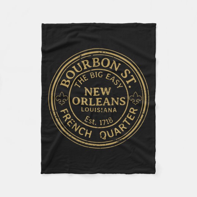 Bourbon Street New Orleans French Quarter Distress Fleece Blanket (Front)