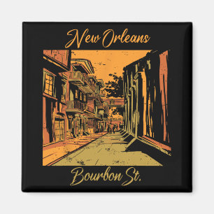 Bourbon Street New Orleans Souvenir Louisiana Mard Magnet