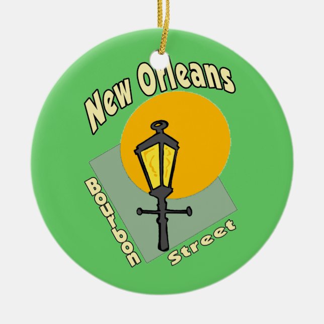 Bourbon Street Sign Ceramic Tree Decoration (Front)