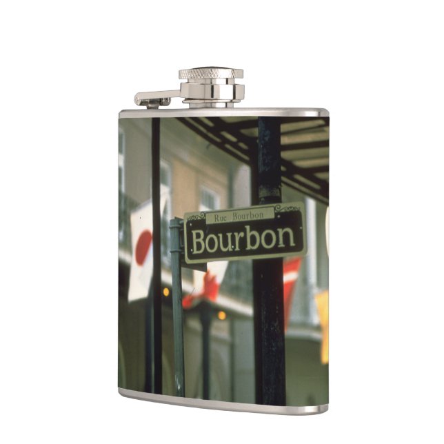 Bourbon Street Sign in New Orleans Hip Flask (Left)