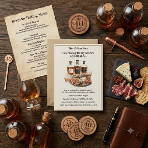 Bourbon Tasting 40th Birthday Invitation - Whiskey