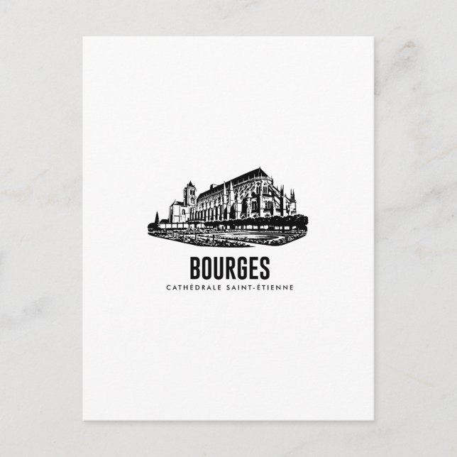 Bourges St. Stephen's Cathedral Vintage Poster Postcard (Front)