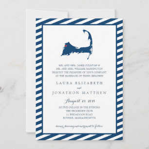 Bourne Cape Cod Map   Wedding Invitation
