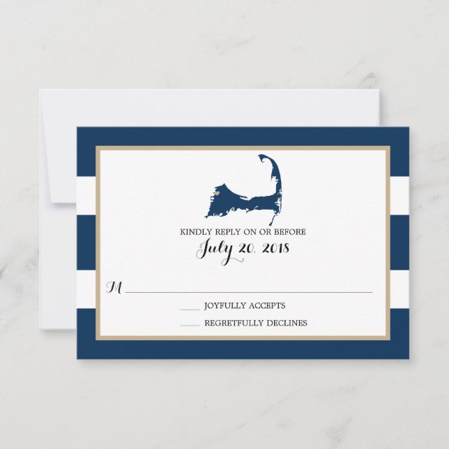 Bourne Cape Cod with heart | Wedding RSVP (Front)