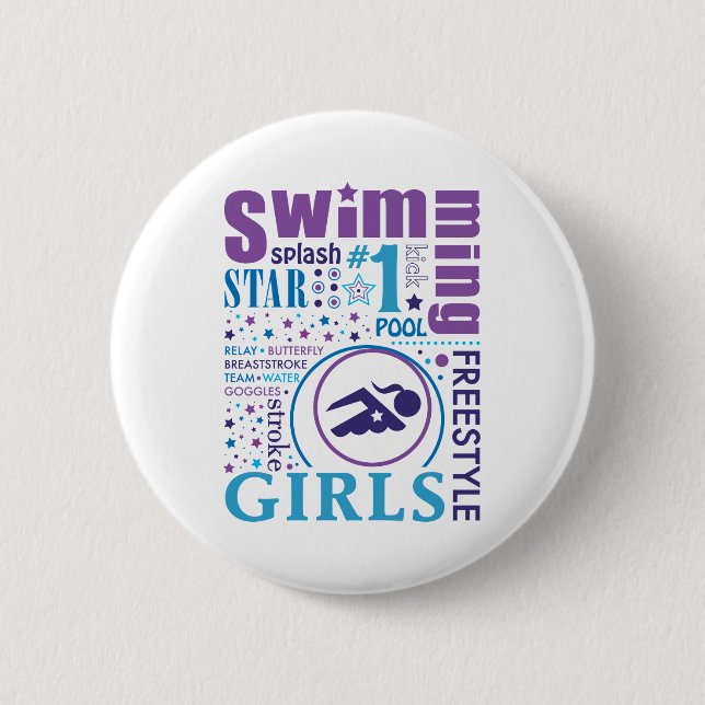 Bourne Swimming 6 Cm Round Badge (Front)