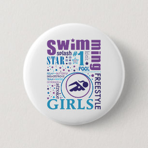 Bourne Swimming 6 Cm Round Badge