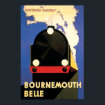 Bournemouth Belle Art Deco Poster<br><div class="desc">A classic art Deco poster design of the era. The Bournemouth Belle was run by the Southern Railway beginning 1931. A restored reproduction.</div>
