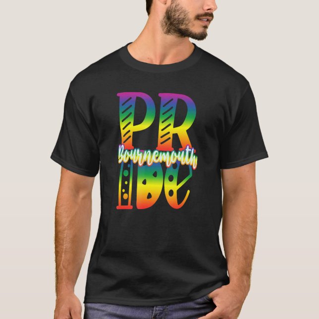 Bournemouth Gay Pride In Block Letters T-Shirt (Front)