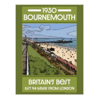 Bournemouth Vintage Retro Seaside Art Poster