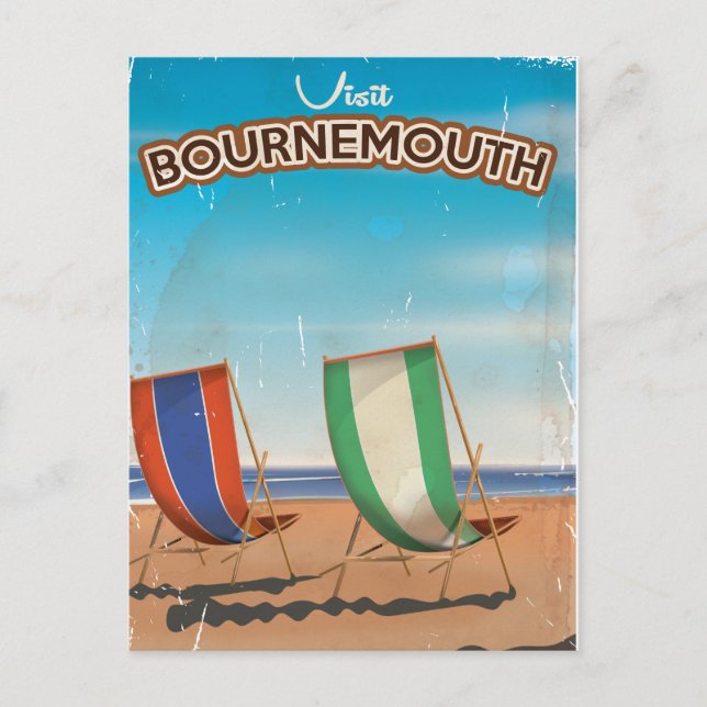 Bournemouth vintage travel poster postcard (Front)