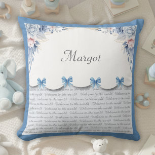 Boutique Baby Girl Designer Blue Nursery Pillow