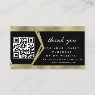 Boutique Beauty Business Thank You Gold QR   Card