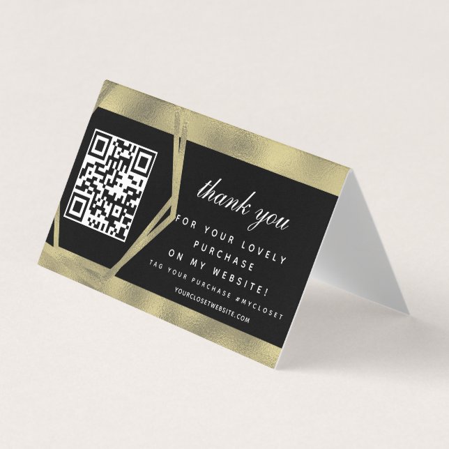 Boutique Beauty Business Thank You Gold QR Card (Front)