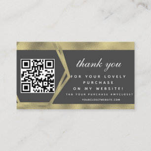 Boutique Beauty Business Thank You Gold QR Code Card