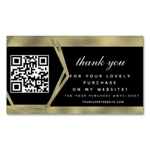 Boutique Beauty Business Thank You Gold QR Magnetic Business Card