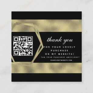 Boutique Beauty Business Thank You Gold QR Square Business Card