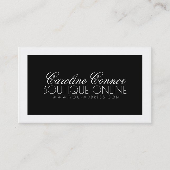Boutique Blogger Online Bold Black White Border Business Card (Front)