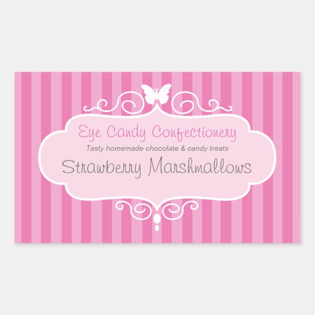 Boutique candy shop pink  food label sticker (Front)