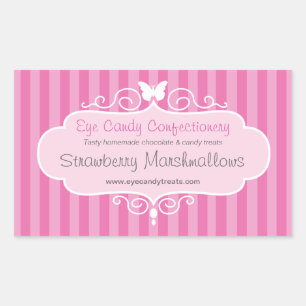 Boutique candy shop pink food sale label sticker