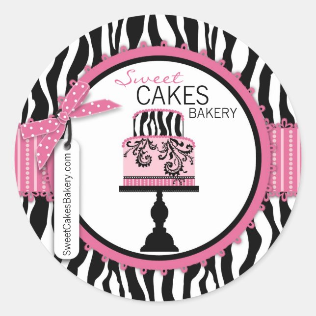 Boutique Chic Cake Business Sticker (Front)