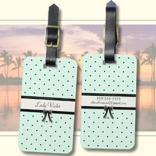 Boutique Chic Mint Green Polka Dot Monogram Luggage Tag