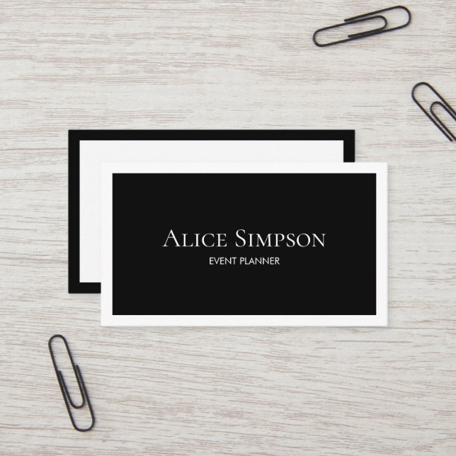 Boutique Classic Minimalist Luxury Black White Business Card (Front/Back In Situ)