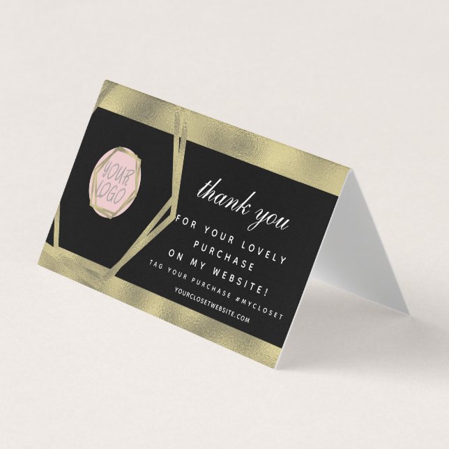 Boutique Clothing Beauty Business Thank You Gold Card (Front)