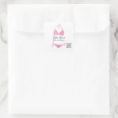 Boutique Clothing Qr Code Rose Pink Bikini Square Sticker (Bag)