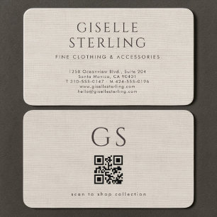 Boutique Clothing Store Linen QR Code  Business Card