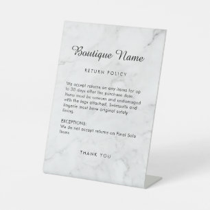 Boutique Clothing Store Return Policy Plaque Pedestal Sign