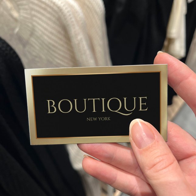 Boutique Fashion Gallery Golden Border Black Card (Perfect for business)