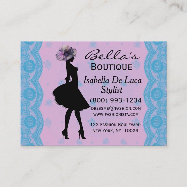 Boutique Fashion Stylist Business Cards (Front)