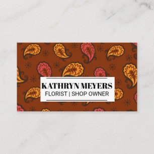 Boutique Flowers   Paisley Flower Pattern Business Card
