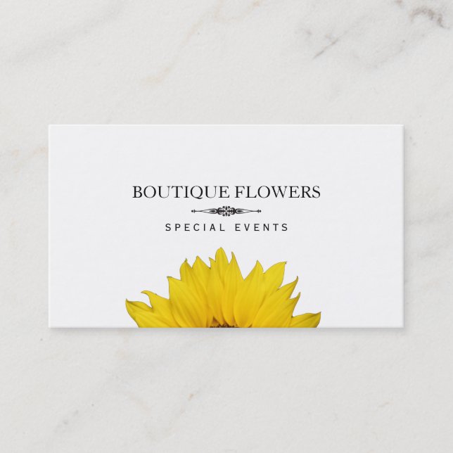 Boutique Flowers | Sun Flowers, simple Business Card (Front)