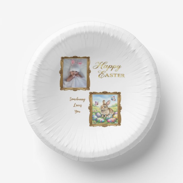 Boutique Gold Frame Photo Keepsake  Paper Plate (Front)