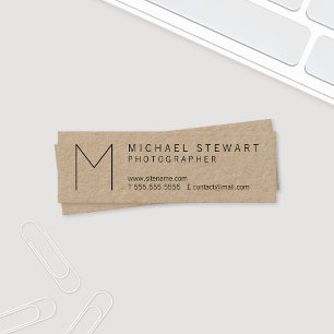 Boutique Minimalist Monogram Kraft Paper Mini Business Card