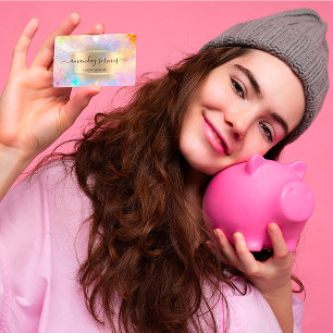 Boutique Online Shop Makeup Gold Gold Holograph Business Card