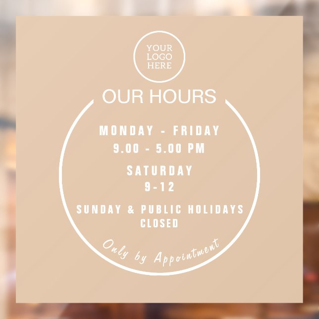 Boutique Opening Hours  Window cling (Sheet 2)