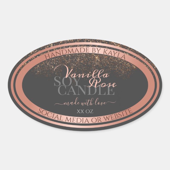 Boutique Product Packaging Labels Grey & Rose Gold (Front)