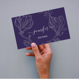 Boutique Shop Grey Silver Flowers QR Code Logo Business Card