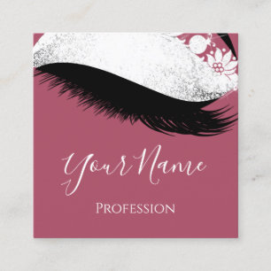 Boutique Silver. Grey Lashes Extension Rose Blush Square Business Card
