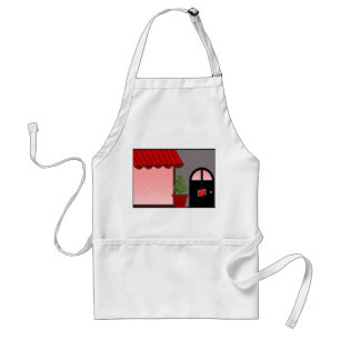 Boutique Storefront Red Black Topiary Open Standard Apron