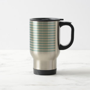 Boutique Stripes (Blue Green Aqua) - Travel Mug