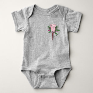 Boutonniere Pink Rose Flower Wedding Ring Bearer Baby Bodysuit