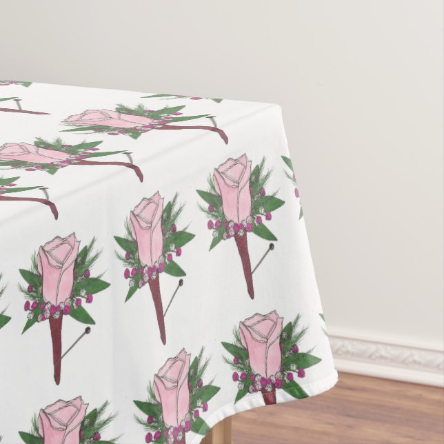 Boutonniere Rose Wedding Prom Flower Tablecloth (In Situ)