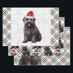 Bouvier Christmas Dog Red and Green Plaid Wrapping Paper Sheet<br><div class="desc">An adorable Bouvier des Flandres dog is ready for the holiday season with his Santa hat. This cute Christmas dog is paired with a red and green holiday plaid on this set of gift wrap for the dog lover.</div>
