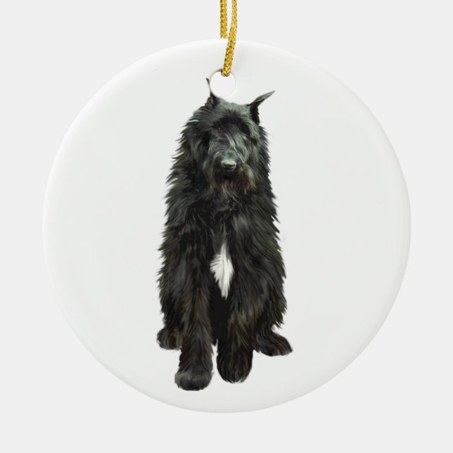 Bouvier des Flandres Ceramic Tree Decoration (Front)